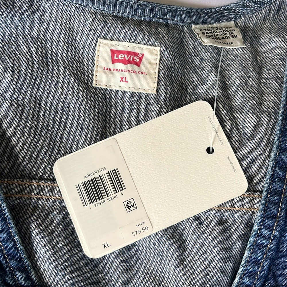 Levis Bella Denim Corset Vest Slim Fit Dark Side Scrape Size XL NWT - Picture 11 of 11